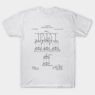 Beer Patent - Brewing Beer Art - Black And White T-Shirt